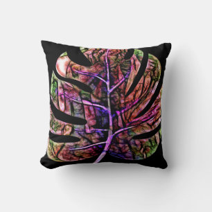 Cojín Decorativo Hoja Brillante Tropical Neon