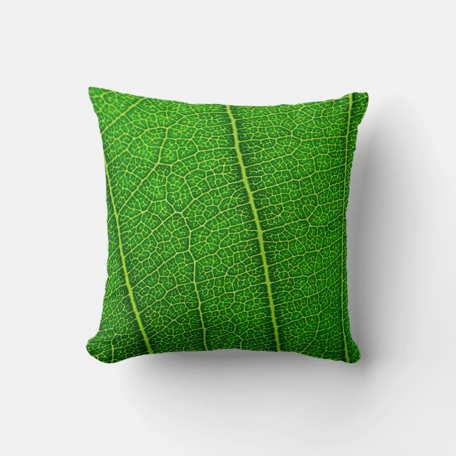 Cojín Decorativo Hoja de árbol verde (Anverso)