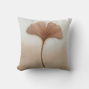 Cojín Decorativo Hoja de Ginkgo Biloba de Terracota Minimalista Mod