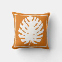 Hoja de Monstera Naranja Blanco Costero Moderno Ná