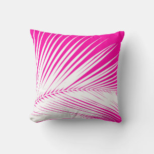 Cojín Decorativo Hoja de palma - blanca en rosa fucsia