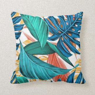 Cojín Decorativo Hoja de palma clásica verde tropical monostera