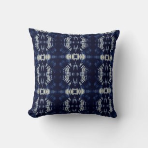 Cojín Decorativo Hoja de Palma en Azul Delft Botánico Simétrico