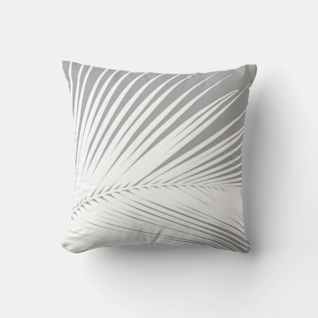 Cojín Decorativo Hoja de palma - gris y blanco (Anverso)