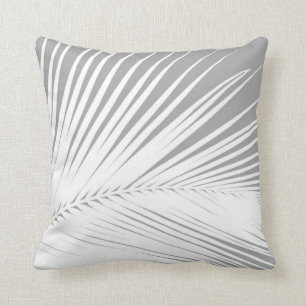 Cojín Decorativo Hoja de palma - gris y blanco