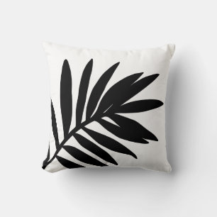 Cojín Decorativo Hoja de Palma Negra Blanca Elegante Moderna