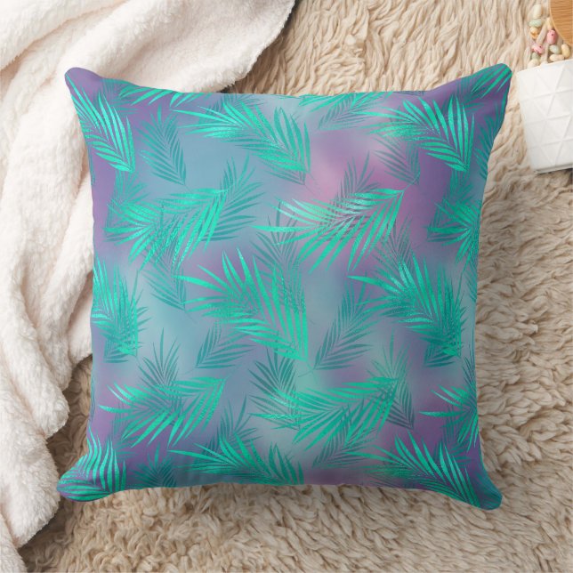 Cojín Decorativo Hoja de palmera azul Aqua moderna (Manta)