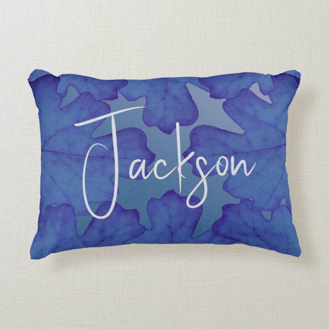 Cojín Decorativo Hoja de roble azul personalizada (Anverso)