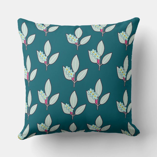 Cojín Decorativo Hoja Floral Teal (Reverso )