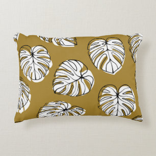 Cojín Decorativo Hoja Monstera, Patrón Textil Sin Marea.