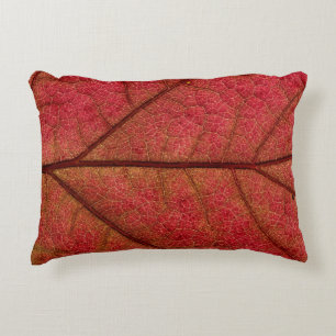 Cojín Decorativo Hoja roja en fotografía de primer plano