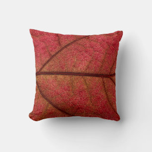 Cojín Decorativo Hoja roja en fotografía de primer plano
