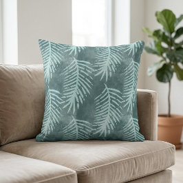 Cojín Decorativo Hoja Tropical Acuarela Verde Turquesa