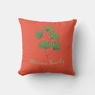 Cojín Decorativo Hoja tropical con apellido perosnalizado