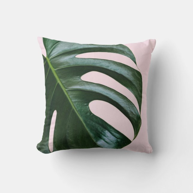Cojín Decorativo Hoja tropical de Monstera (Anverso)