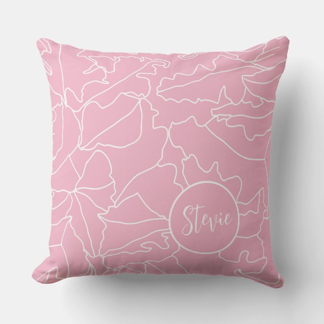Cojín Decorativo Hoja tropical rosa para Chicas (Anverso)