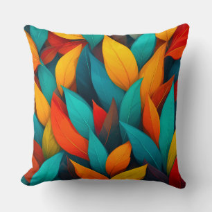 Cojín Decorativo Hojas abstractas coloridas que muestran una mezcla