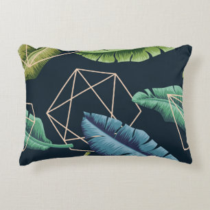 Cojín Decorativo Hojas Abstractas: Línea Polígona Sin Margen.