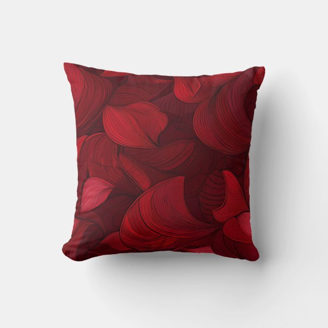 Cojín Decorativo Hojas abstractas rojas oscuras (Anverso)