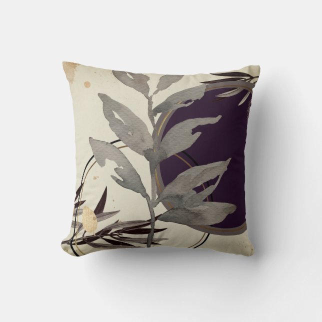 Cojín Decorativo Hojas acuáticas modernas | Planta de huevos (Anverso)
