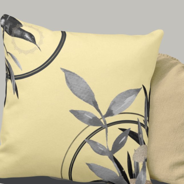 Cojín Decorativo Hojas acuáticas simples amarillas y grises (Subido por el creador)