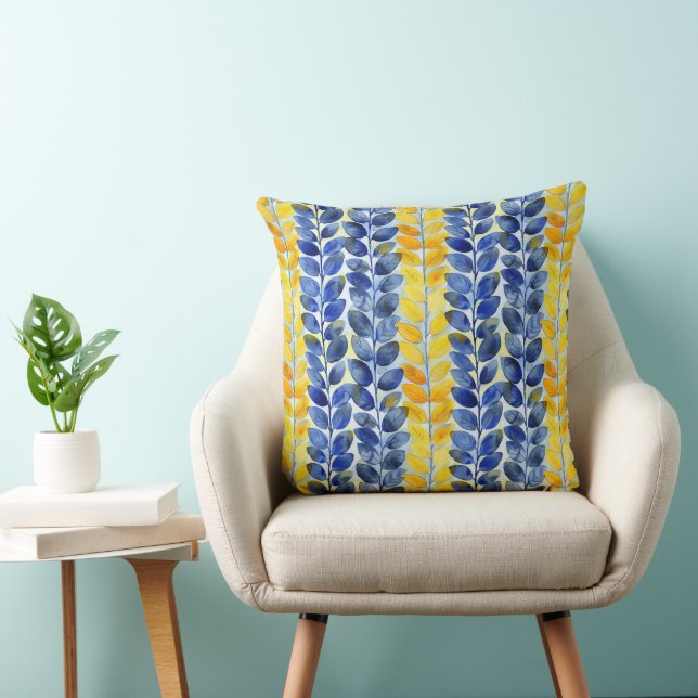 Cojín Decorativo Hojas amarillas y azules (Silla)