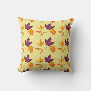 Cojín Decorativo Hojas amarillas y malvas de otoño