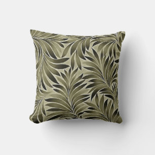 Cojín Decorativo Hojas Arty en color kkaki verde gris opaco
