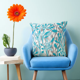 Cojín Decorativo hojas azul