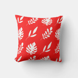 Cojín Decorativo Hojas blancas rojas