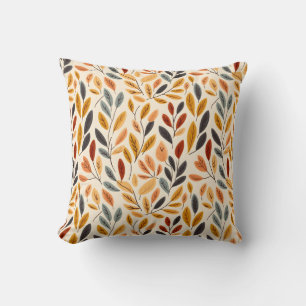 Cojín Decorativo Hojas boho de color amarillo marrón