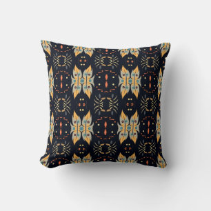 Cojín Decorativo Hojas boho mostaza amarilla y azul