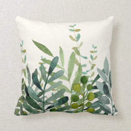 Cojín Decorativo Hojas botánicas de acuarela 