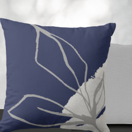 Cojín Decorativo Hojas botánicas de acuarela azul y gris