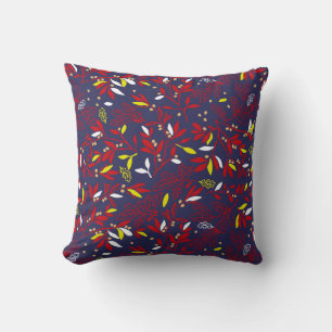 Cojín Decorativo Hojas Botánicas Otoñales de Oro Rojo