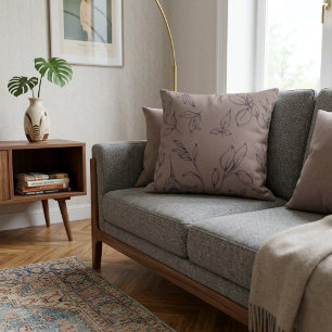 Cojín Decorativo Hojas Botánicas Simples y Elegantes sobre Beige Os