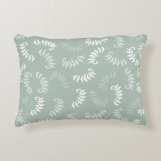 Cojín Decorativo Hojas botánicas verdes verde azuladas (Anverso)