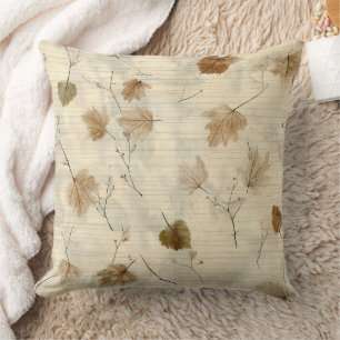 Cojín Decorativo Hojas botánicas vintage en cálidos colores otoñale