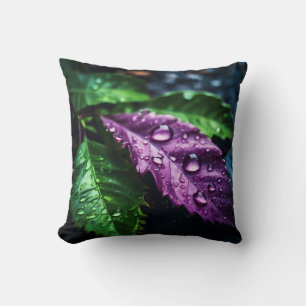 Cojín Decorativo "Hojas con un beso de lluvia: la paleta de la natu