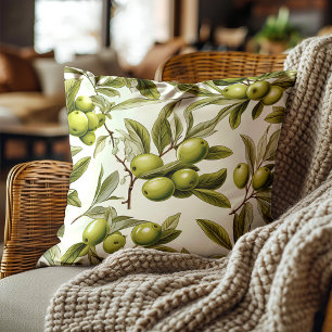 Cojín Decorativo Hojas de aceitunas verdes elegantes botánicas 