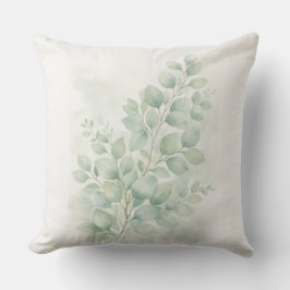 Cojín Decorativo Hojas de acuarela botánica Pastel Greenery