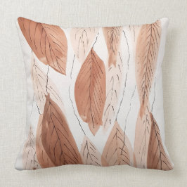 Cojín Decorativo Hojas de acuarela marrón terracota beige gris