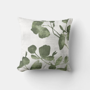 Cojín Decorativo Hojas de árbol botánico verde oliva salvia