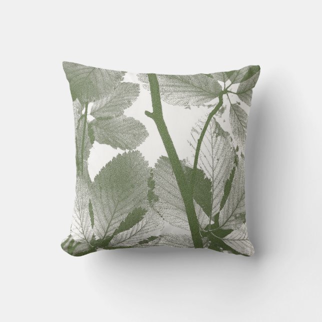COJÍN DECORATIVO HOJAS DE ÁRBOL VERDE (Anverso)