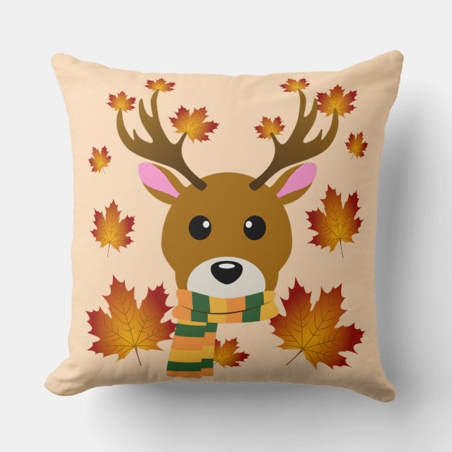 Cojín Decorativo Hojas de arce de ciervo de otoño (Anverso)