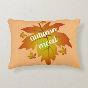 Cojín Decorativo Hojas de arce en la tipografía de humor de otoño