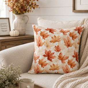 Cojín Decorativo Hojas de Arce Naranja Quemada Granja