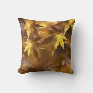 Cojín Decorativo Hojas de Arce Otoño Amarillo Dorado