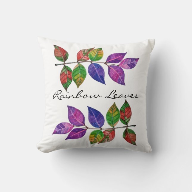 Cojín Decorativo Hojas de arcoiris acuáticas (Anverso)