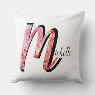 Cojín Decorativo Hojas de caída abstractas personalizadas monograma